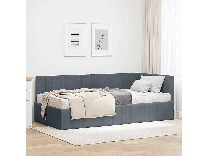 met matras met hoofdeinde Donkergrijs 90 x 190 cm Fluweel