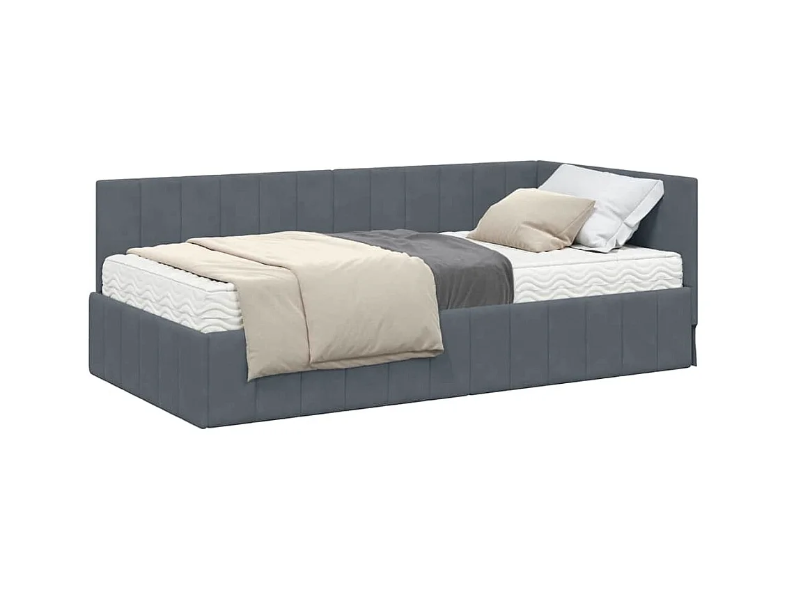 Estructura de cama en esquina Gris oscuro 90 x 190 cm