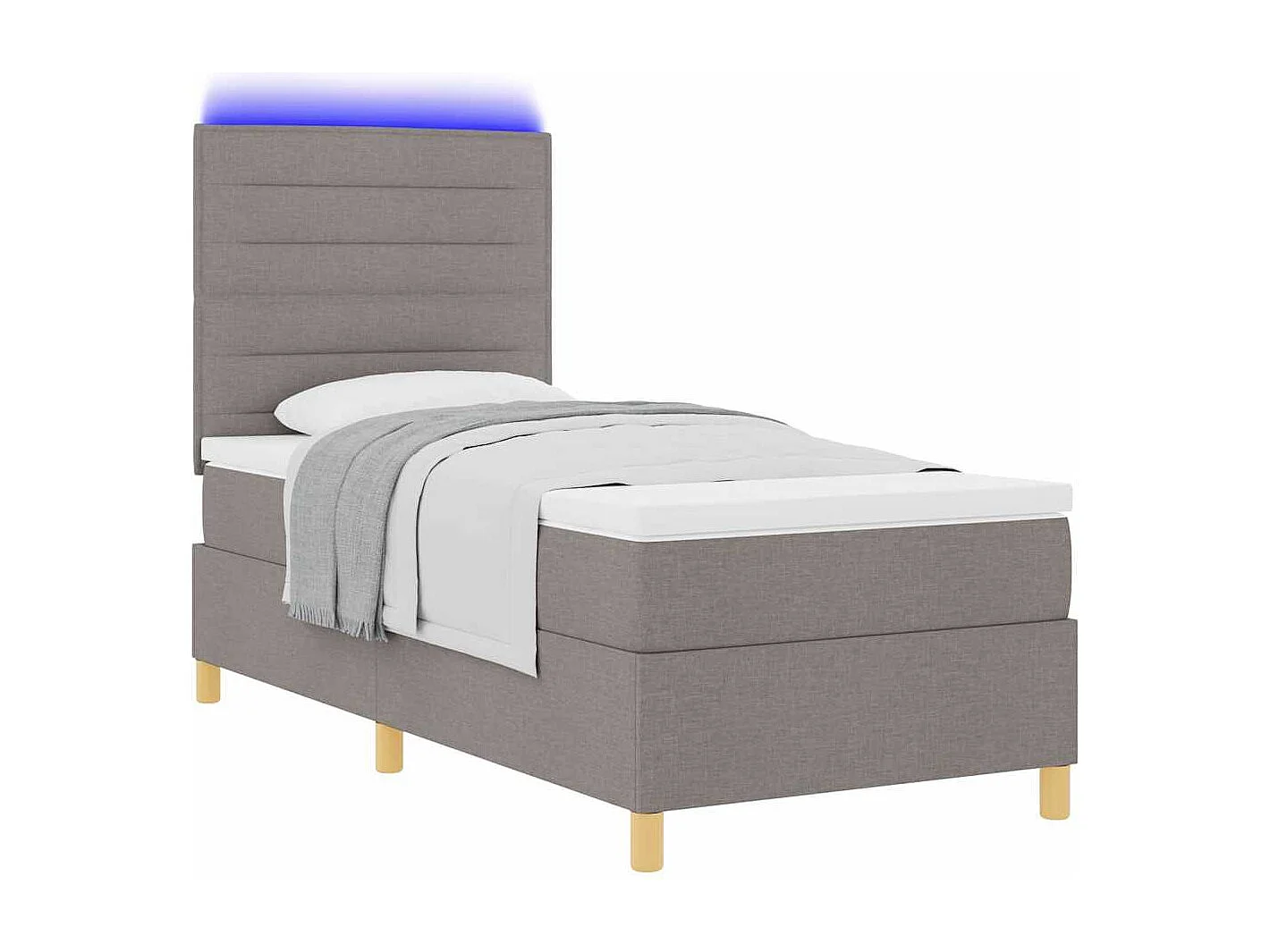 Cadre de lit avec matelas Taupe 80 x 200 cm tissu