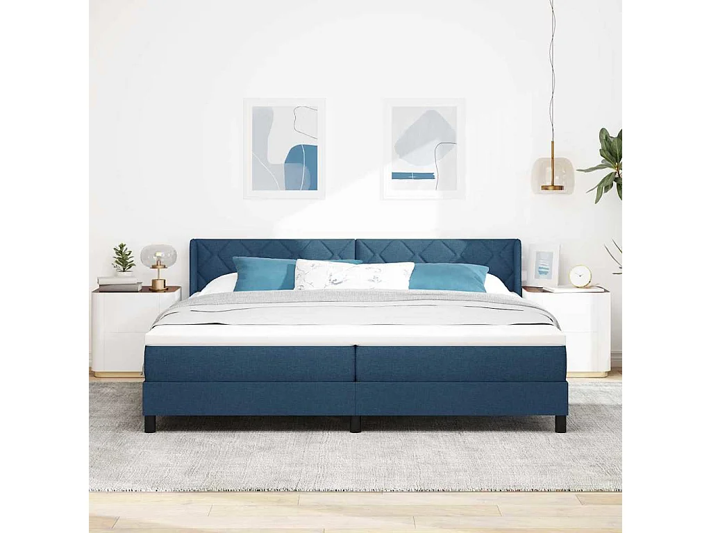 Cama box spring con colchón con colchón Azul 200 x 200 cm