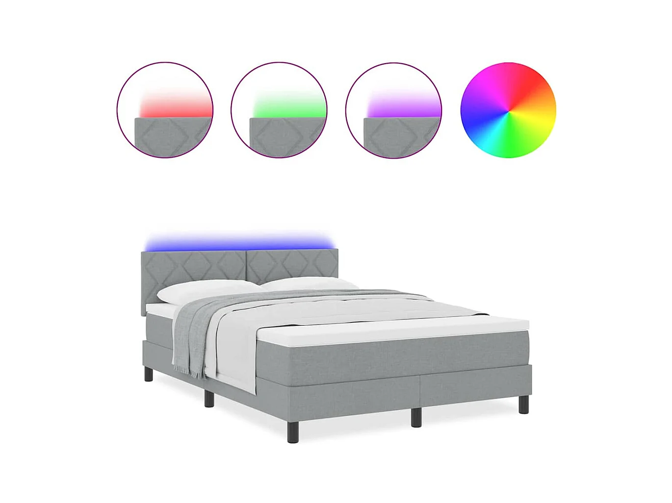 Cadre de lit avec matelas Gris clair 140 x 200 cm tissu