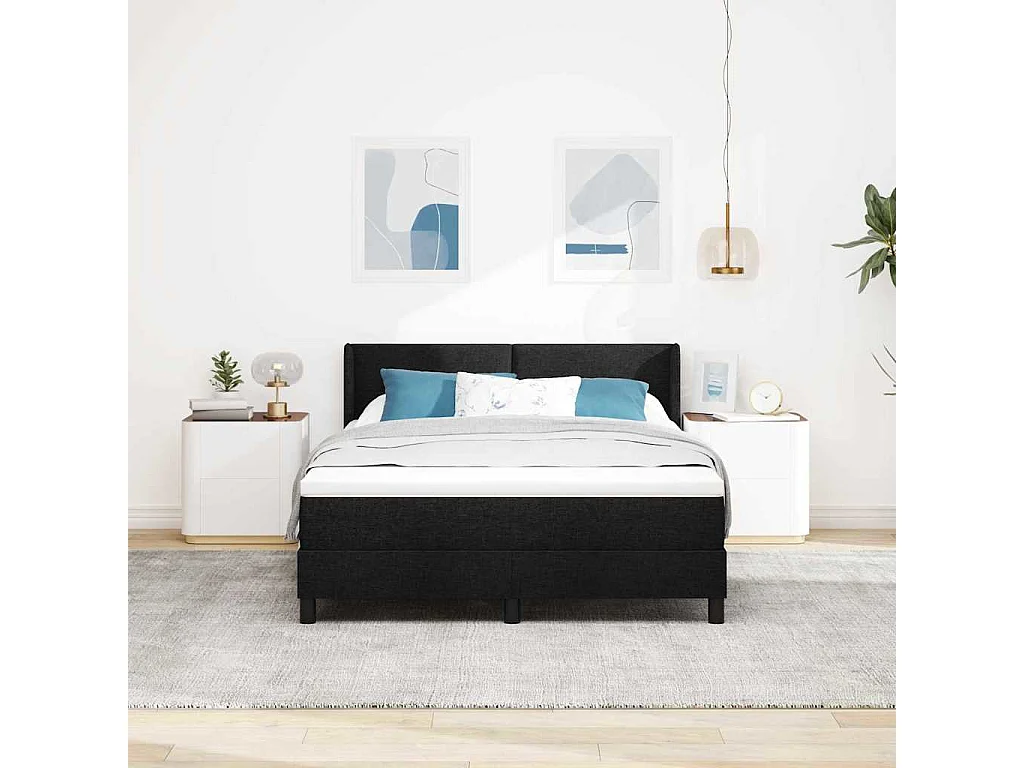Cadre de lit avec matelas avec matelas Noir 140 x 200 cm