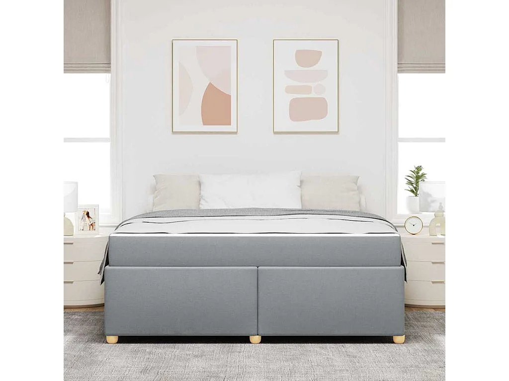 Cadre de lit avec matelas Gris clair 180 x 200 cm tissu
