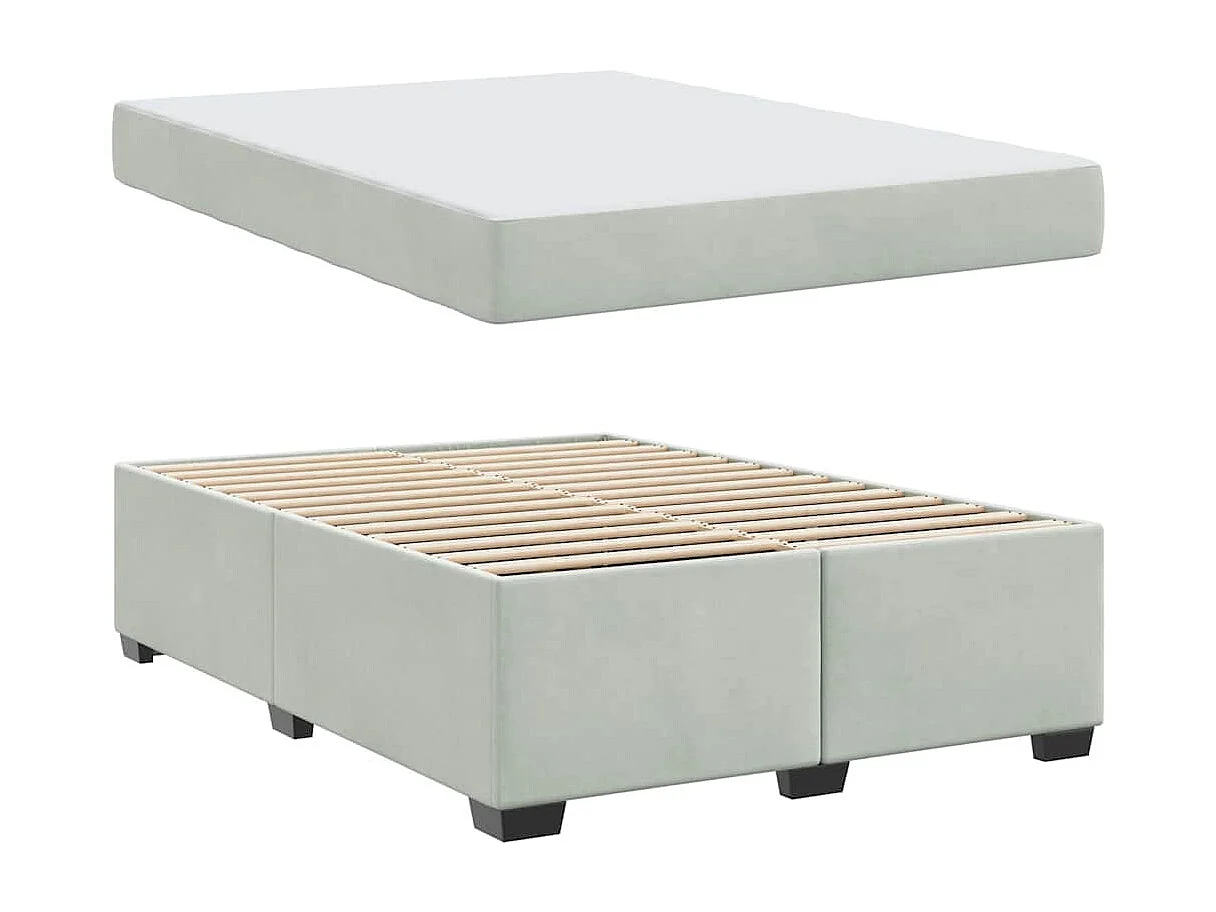 Cadre de lit avec matelas Gris clair 160 x 200 cm Velours
