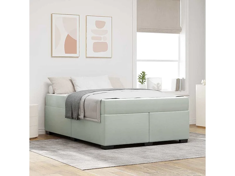 Estructura de cama con colchón Gris claro 160 x 200 cm