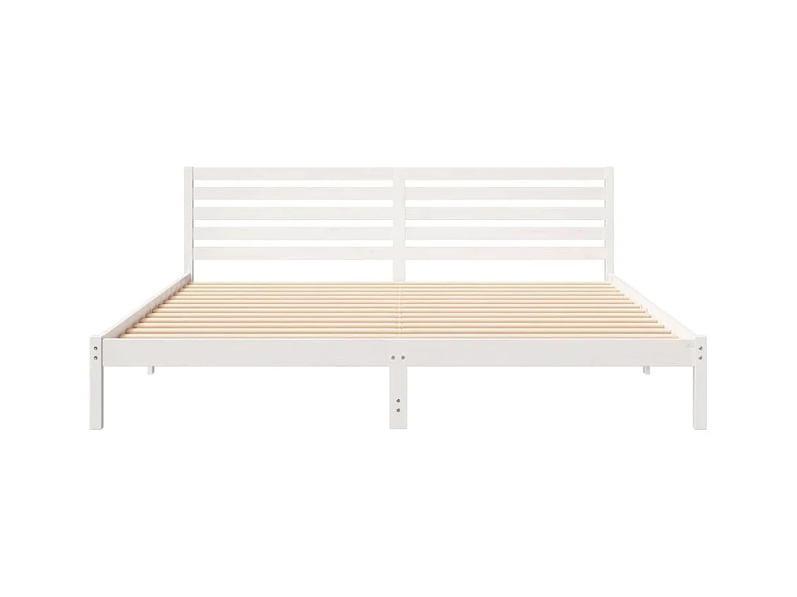 Cadre de lit Blanc 200 x 220 cm Bois massif en pin