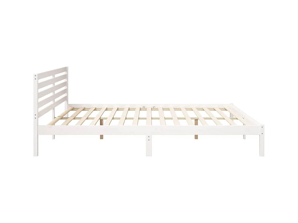 Cadre de lit Blanc 200 x 220 cm Bois massif en pin