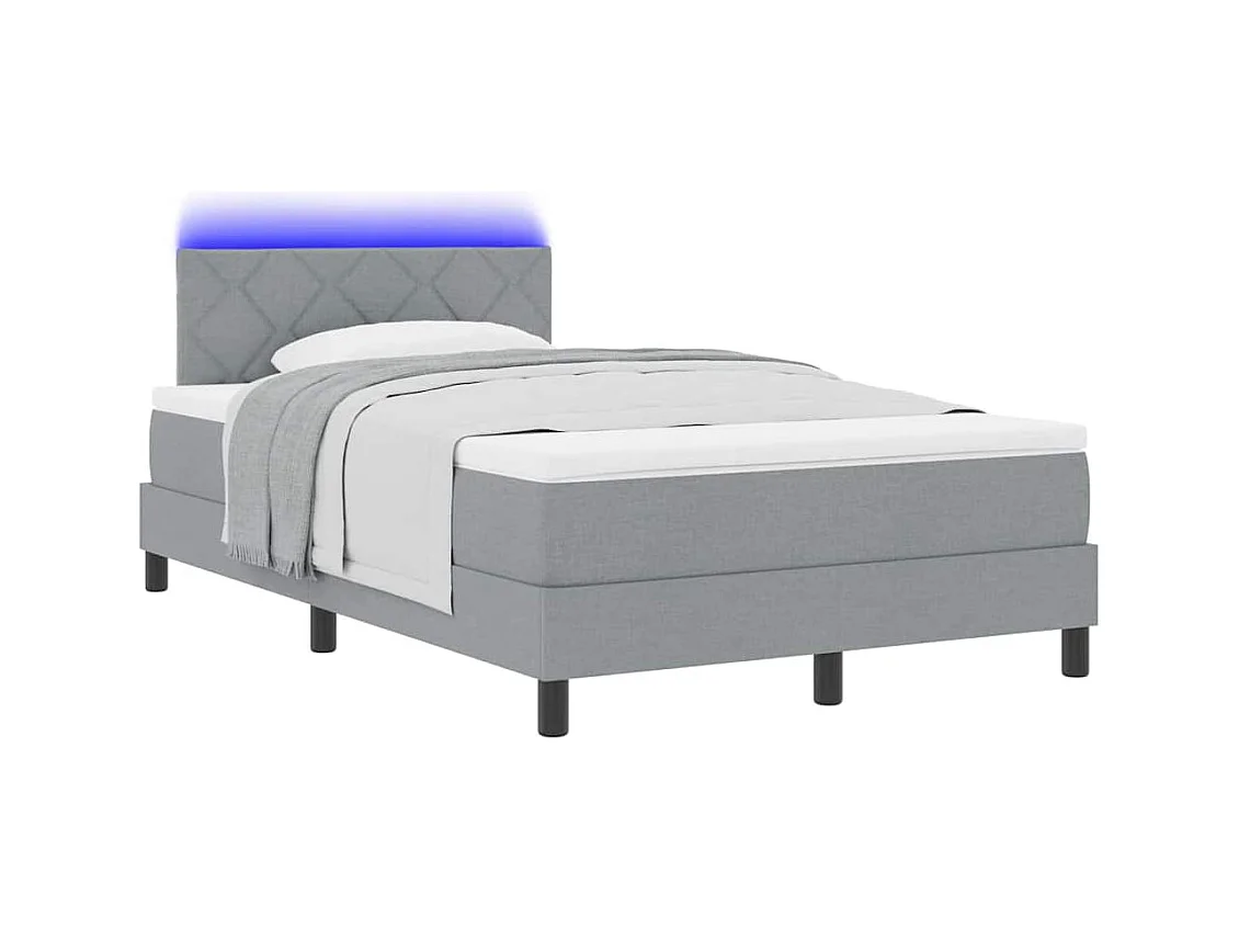 Cadre de lit avec matelas Gris clair 120 x 190 cm tissu