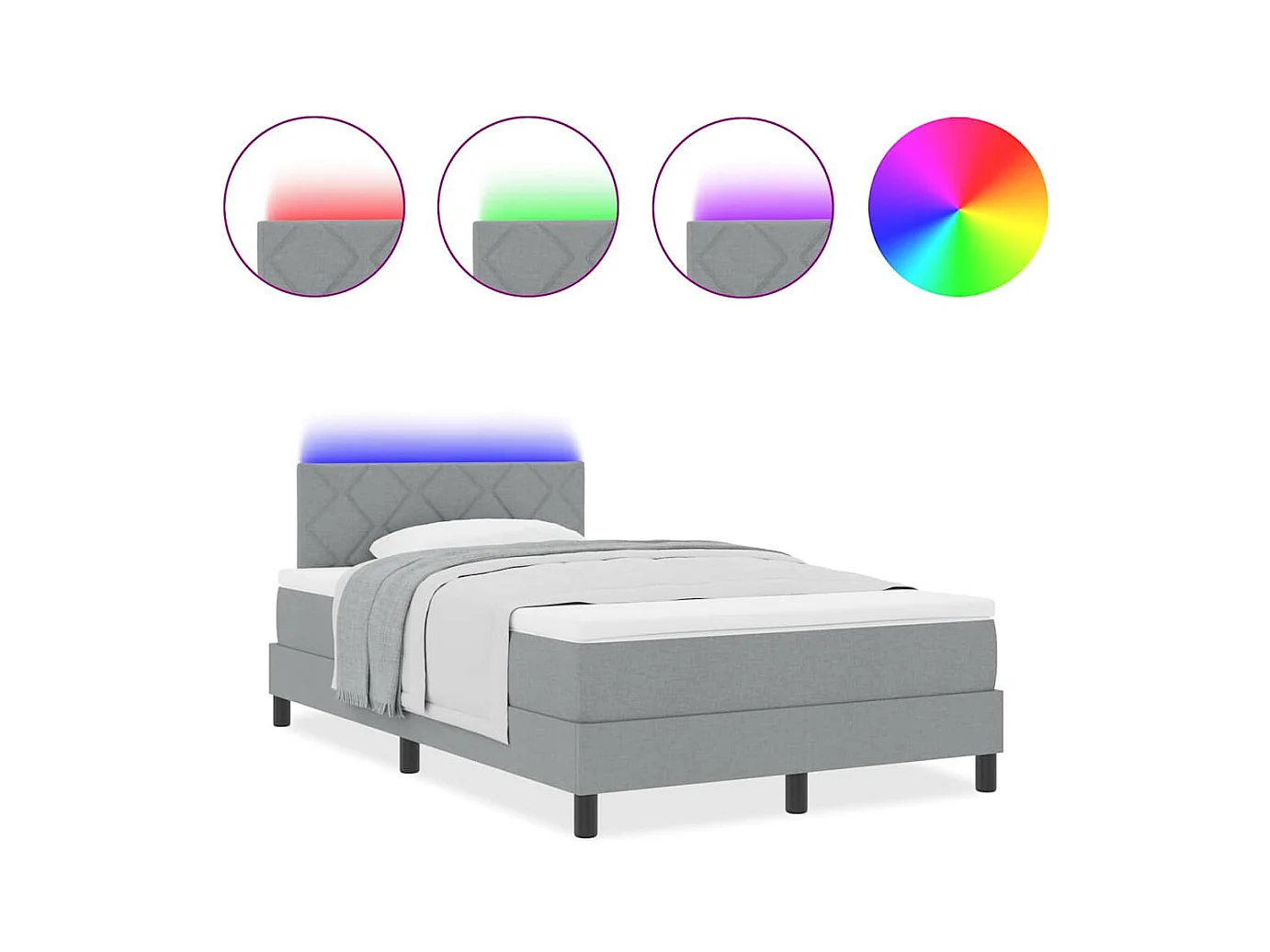 Cadre de lit avec matelas Gris clair 120 x 190 cm tissu