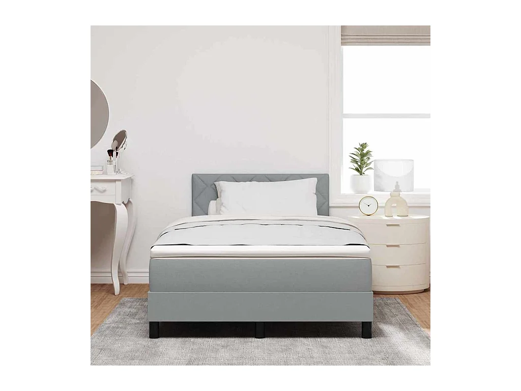 Cadre de lit avec matelas Gris clair 120 x 190 cm tissu