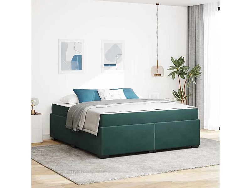 Cadre de lit avec matelas Vert foncé 180 x 200 cm Velours