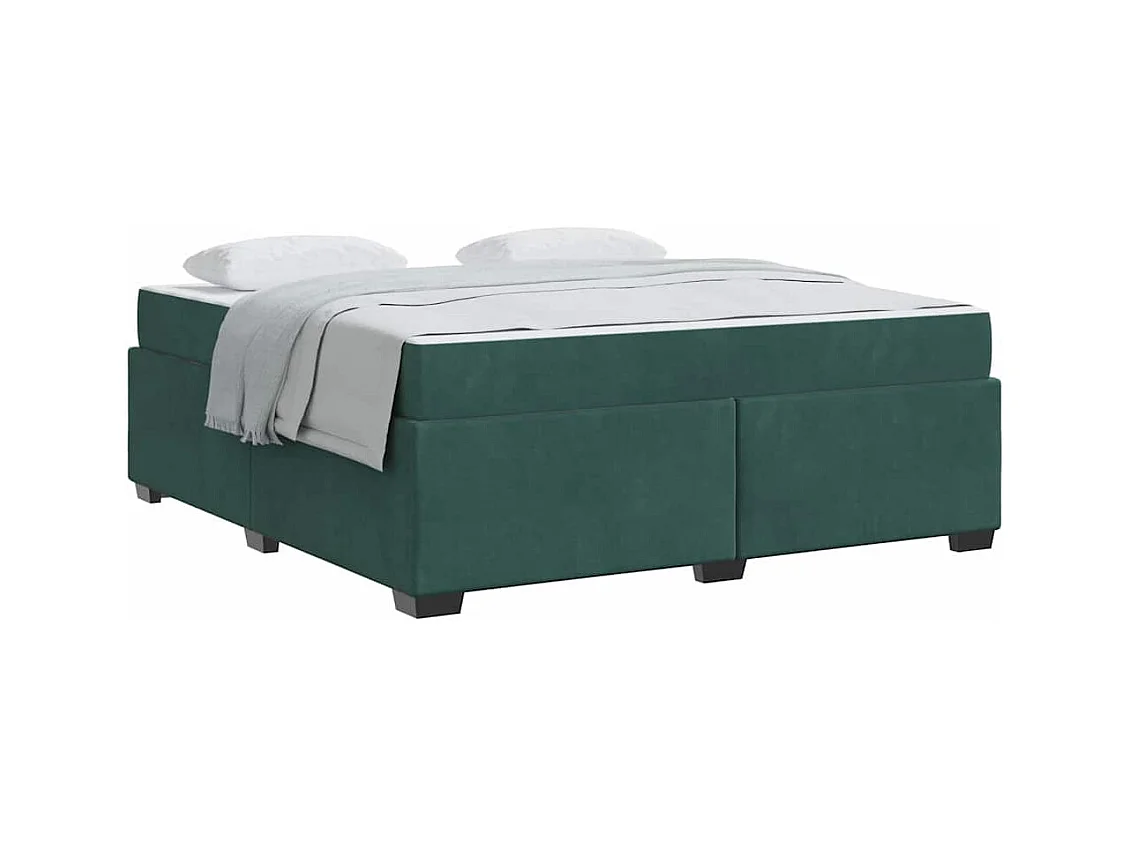 Cadre de lit avec matelas Vert foncé 180 x 200 cm Velours