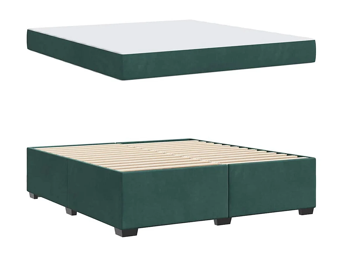 Cadre de lit avec matelas Vert foncé 180 x 200 cm Velours