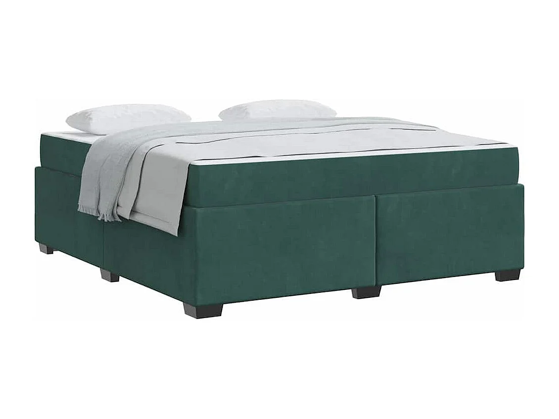Cadre de lit avec matelas Vert foncé 180 x 200 cm Velours