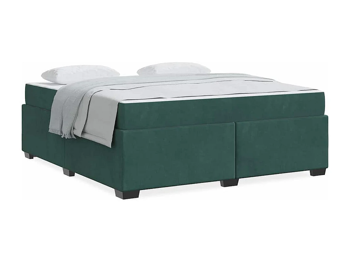 Cadre de lit avec matelas Vert foncé 180 x 200 cm Velours