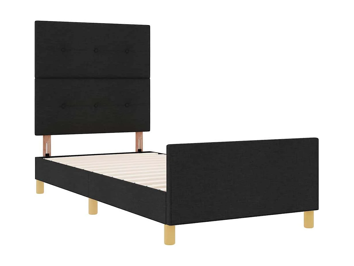 Cadre de lit avec tête de lit Noir 80 x 200 cm tissu