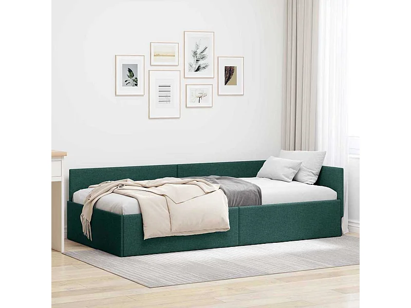 Estrutura de Cama de Canto Verde-escuro 90 x 200 cm