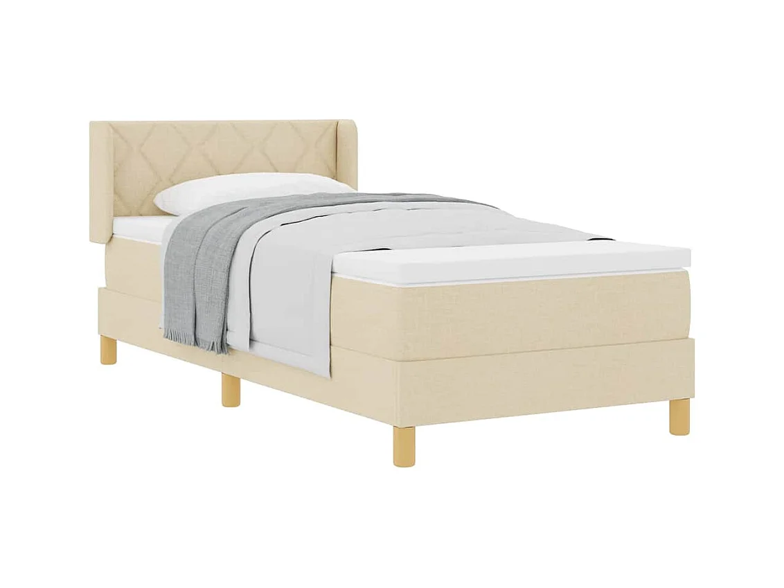 Cama con Somier con colchón Crema 100 x 200 cm tela