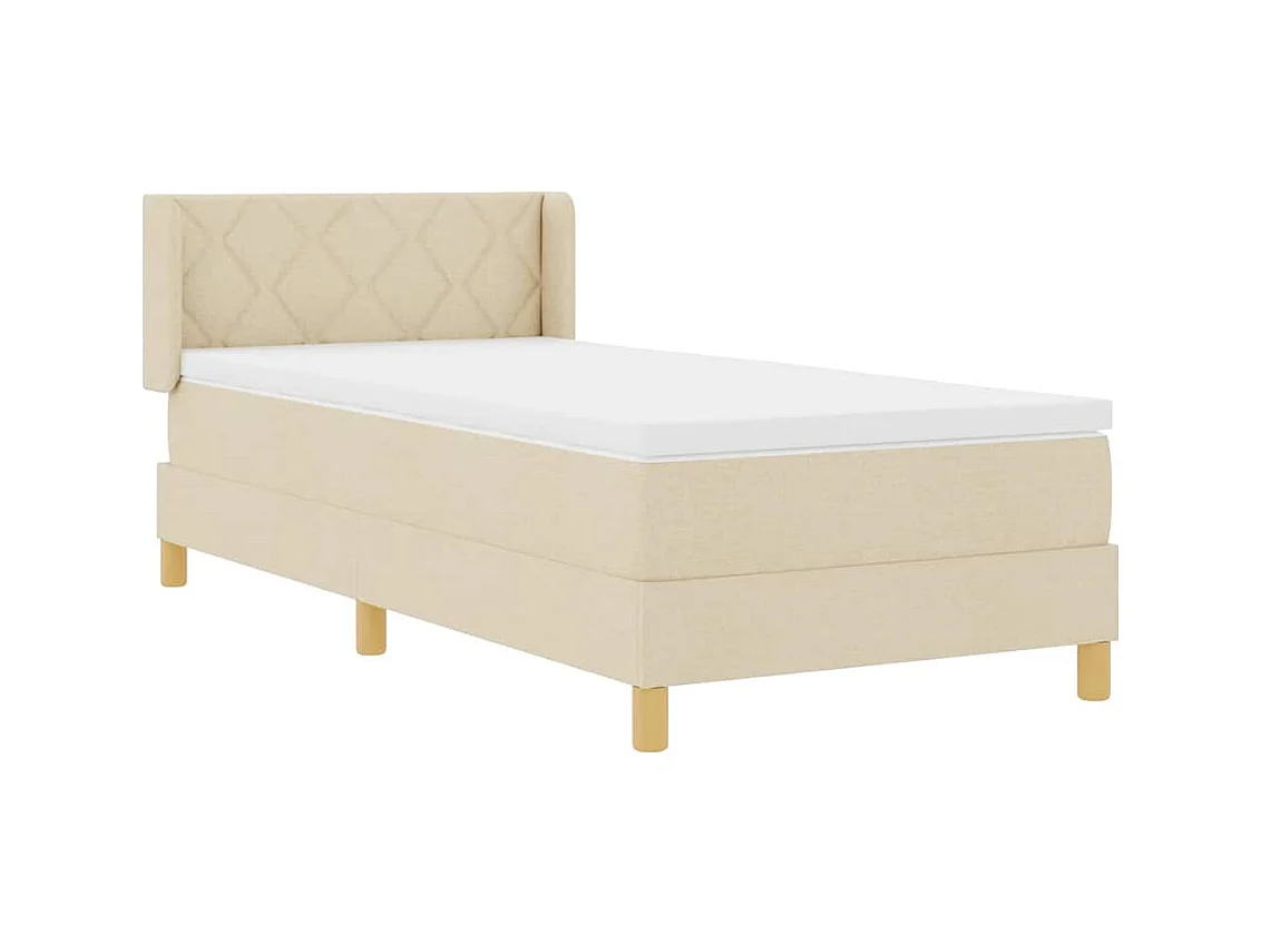 Cama con Somier con colchón Crema 100 x 200 cm tela