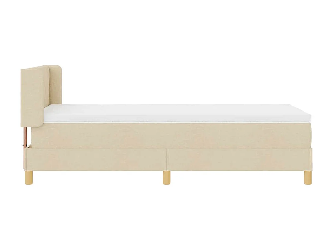 Cadre de lit avec matelas Crème 100 x 200 cm tissu