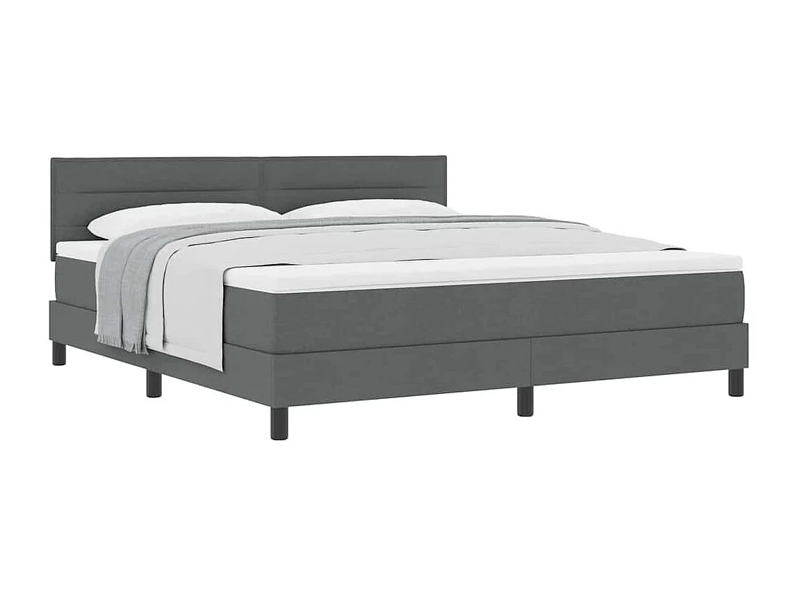 Cama box spring con colchón Gris oscuro 180 x 200 cm tela