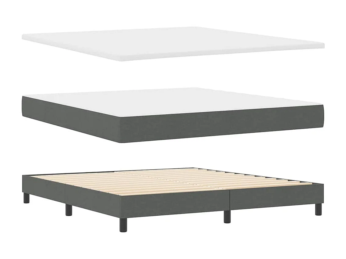 Cama box spring con colchón Gris oscuro 180 x 200 cm tela
