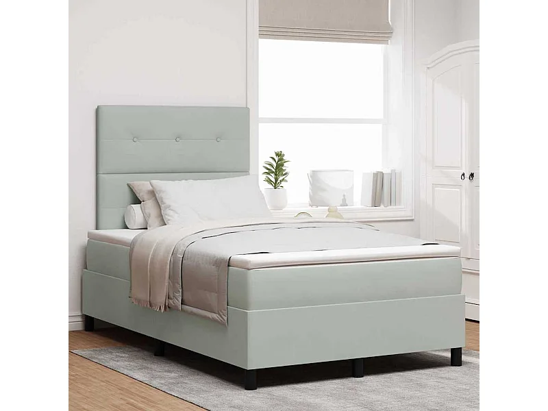 Cama Box com colchão Cinzento-claro 120 x 200 cm Veludo