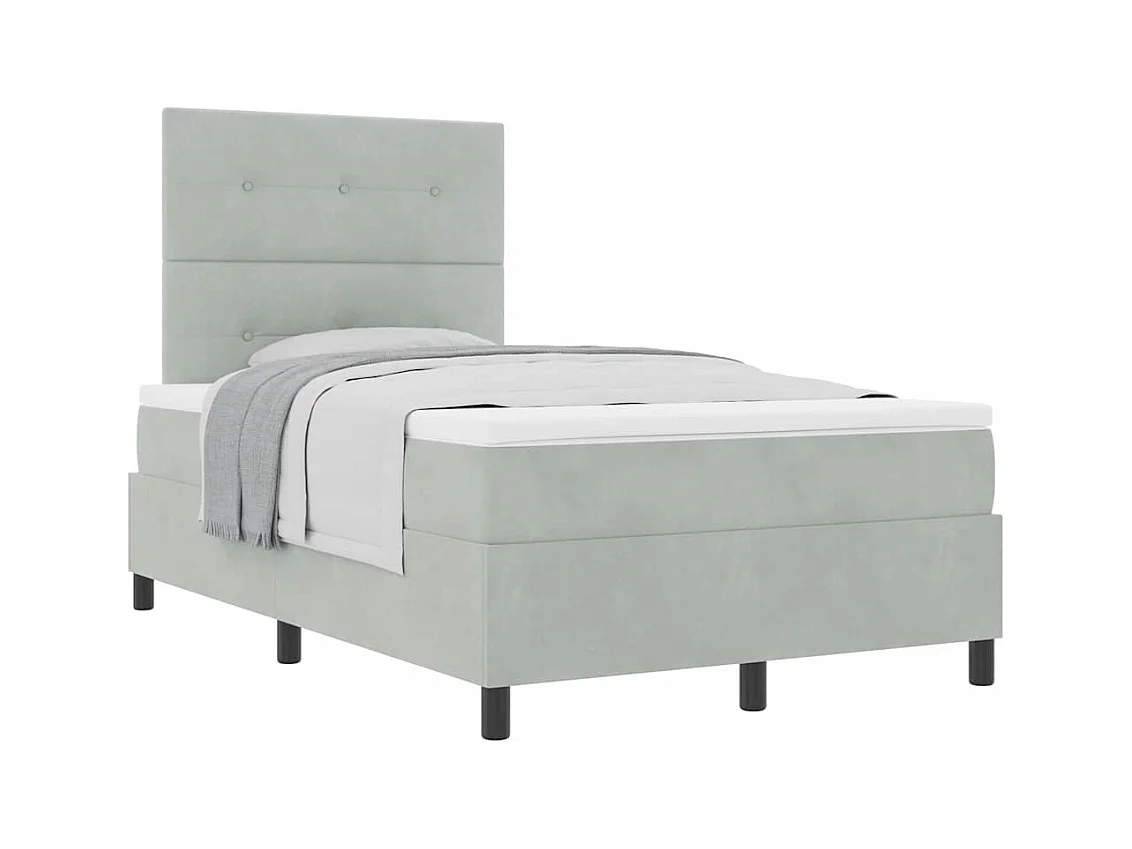 Cadre de lit avec matelas Gris clair 120 x 200 cm Velours