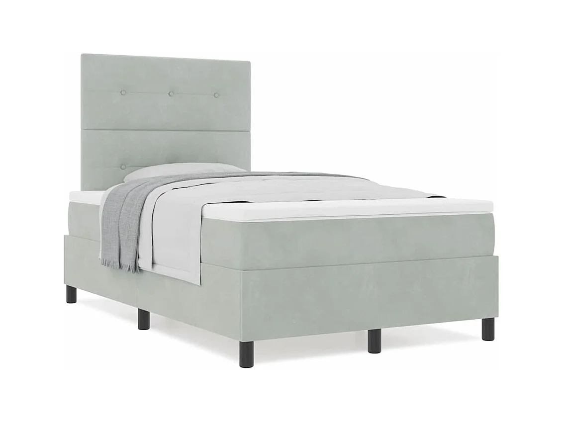 Cadre de lit avec matelas Gris clair 120 x 200 cm Velours