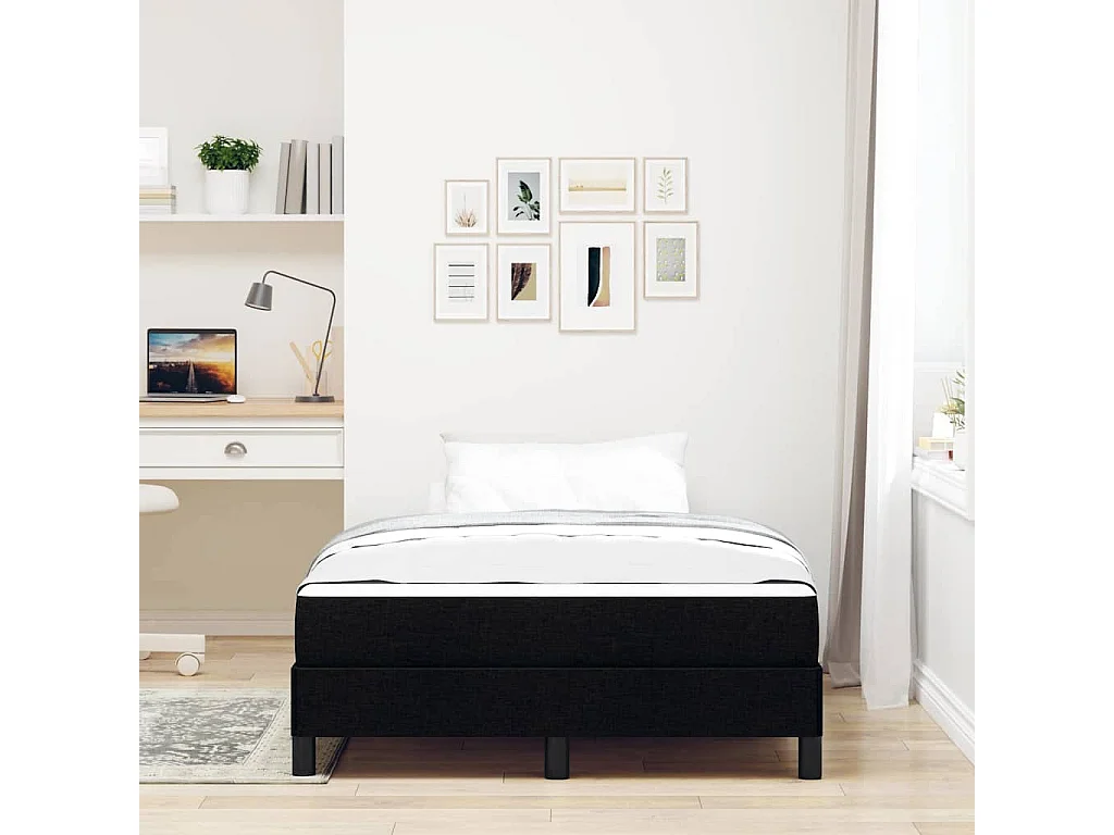 Cadre de lit avec matelas Noir 120 x 200 cm tissu