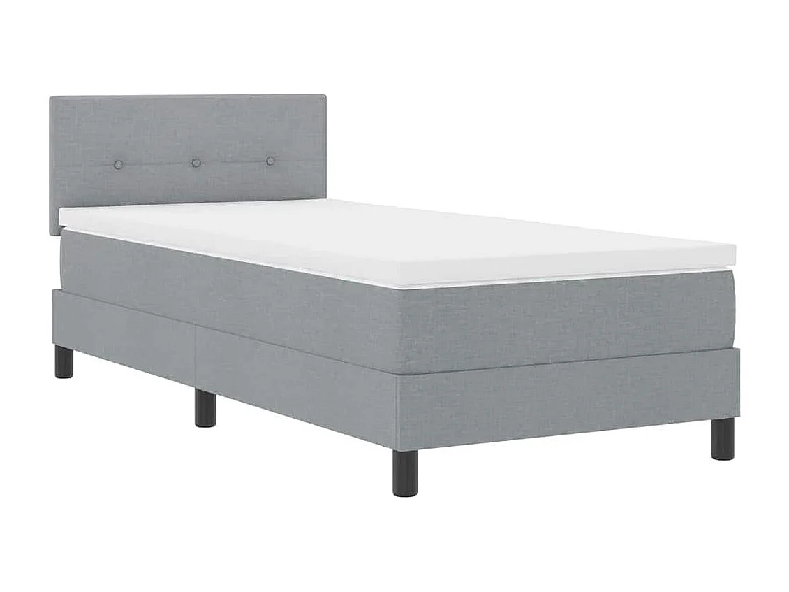 Cama box spring con colchón Gris Claro 90 x 190 cm tela