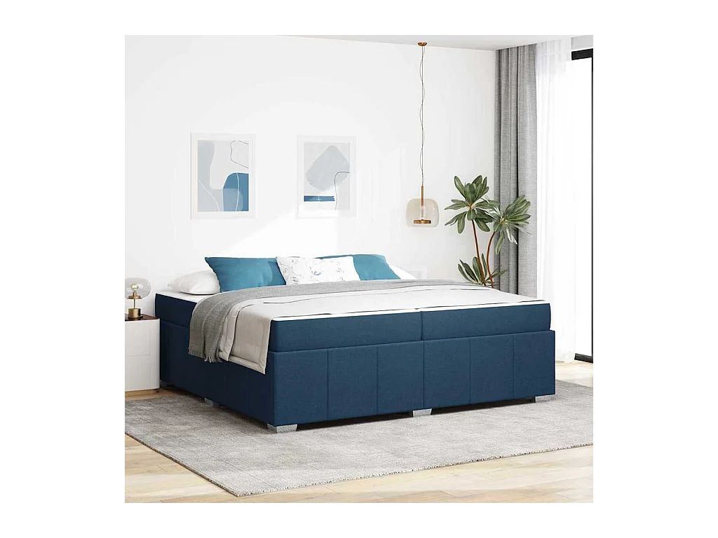 Estrutura da Cama com colchão Azul 200 x 200 cm tecido