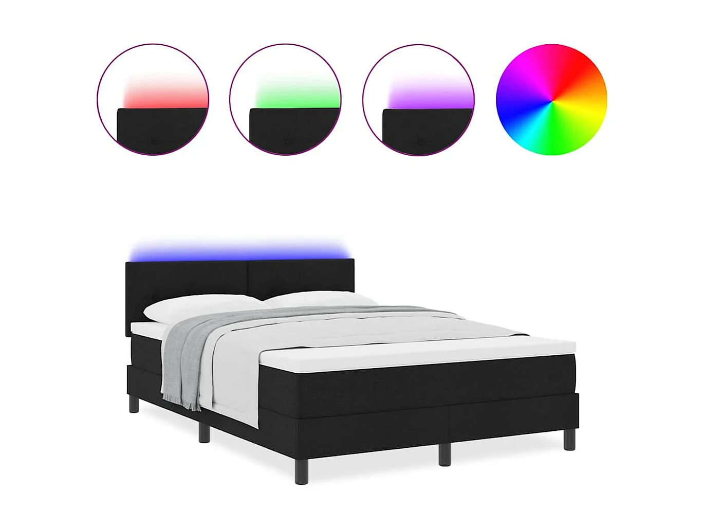 Cadre de lit avec matelas Noir 140 x 190 cm tissu