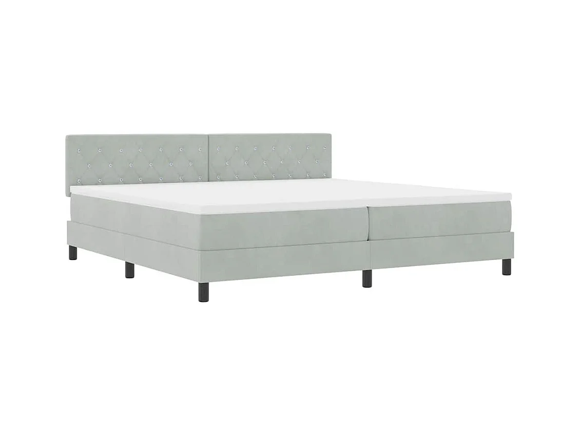 Cadre de lit avec matelas Gris clair 200 x 200 cm tissu