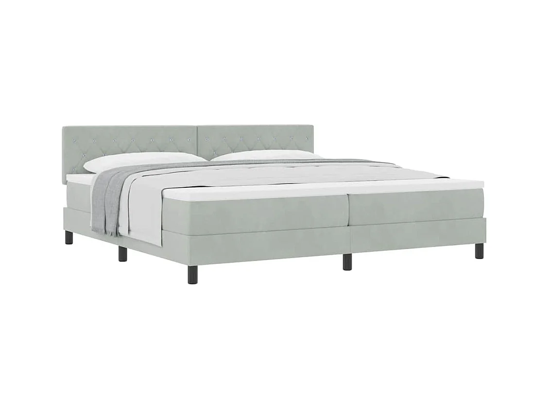 Cadre de lit avec matelas Gris clair 200 x 200 cm tissu