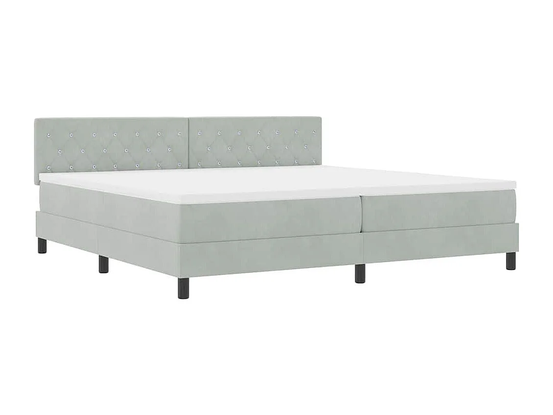 Cama Box Spring com Colchão Cinzento-claro 200 x 200 cm tecido