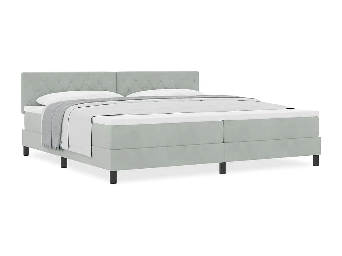Cama Box Spring com Colchão Cinzento-claro 200 x 200 cm tecido