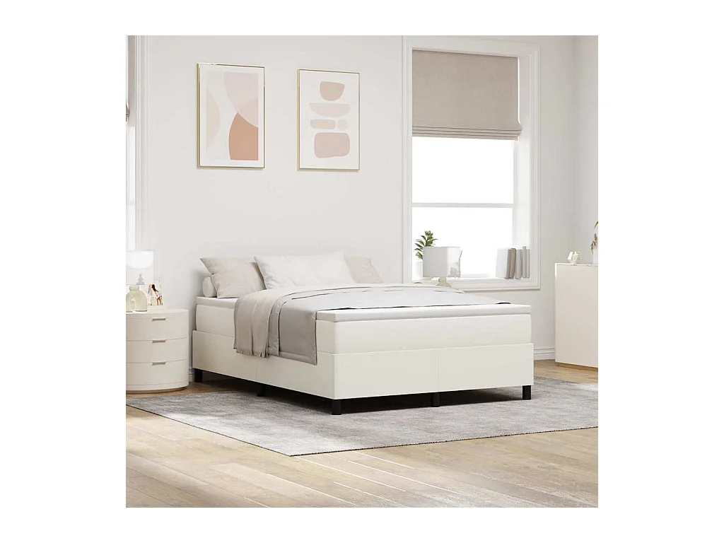 Boxspring bed Crème 140 x 200 cm Katoenen stof