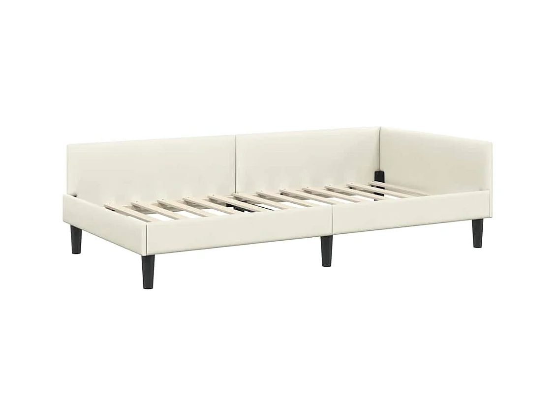 Cadre de lit d'angle avec tête de lit Crème 80 x 200 cm