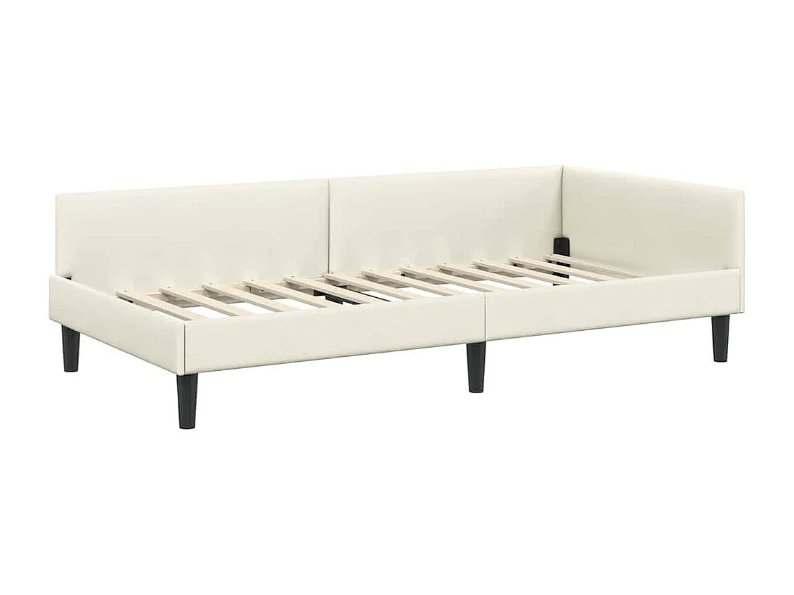 Estrutura de Cama de Canto com cabeceira Creme 80 x 200 cm