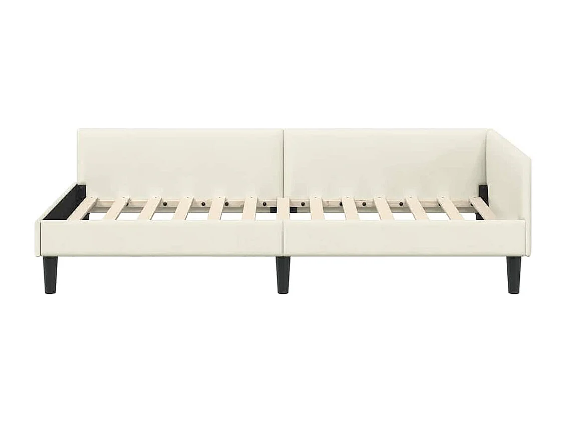 Estrutura de Cama de Canto com cabeceira Creme 80 x 200 cm