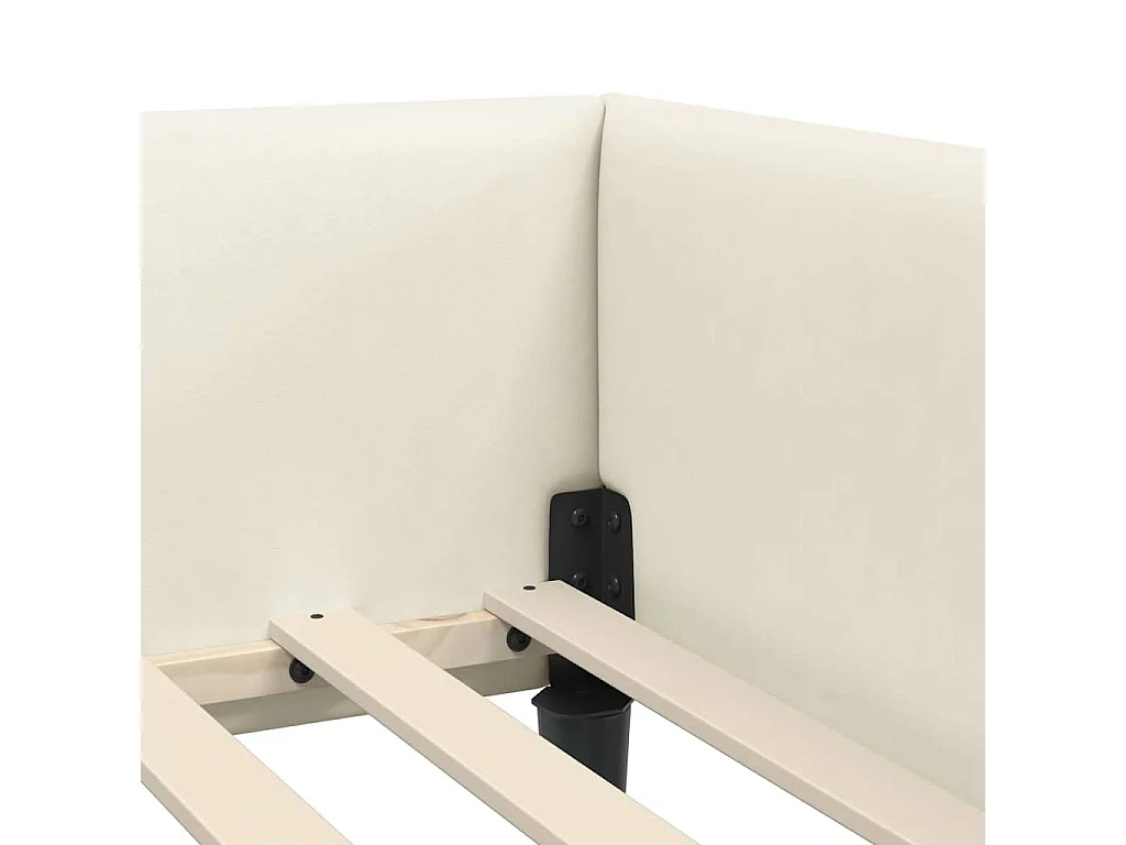Estrutura de Cama de Canto com cabeceira Creme 80 x 200 cm