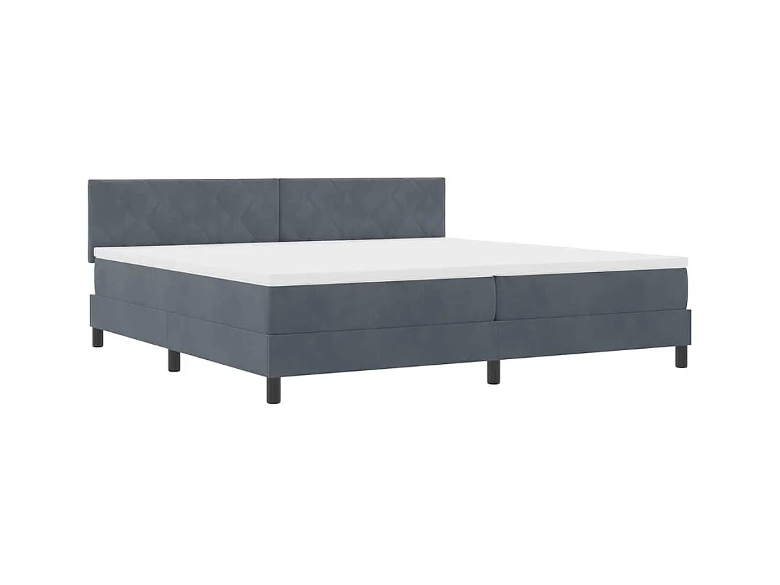 Cadre de lit avec matelas Gris foncé 200 x 200 cm Velours