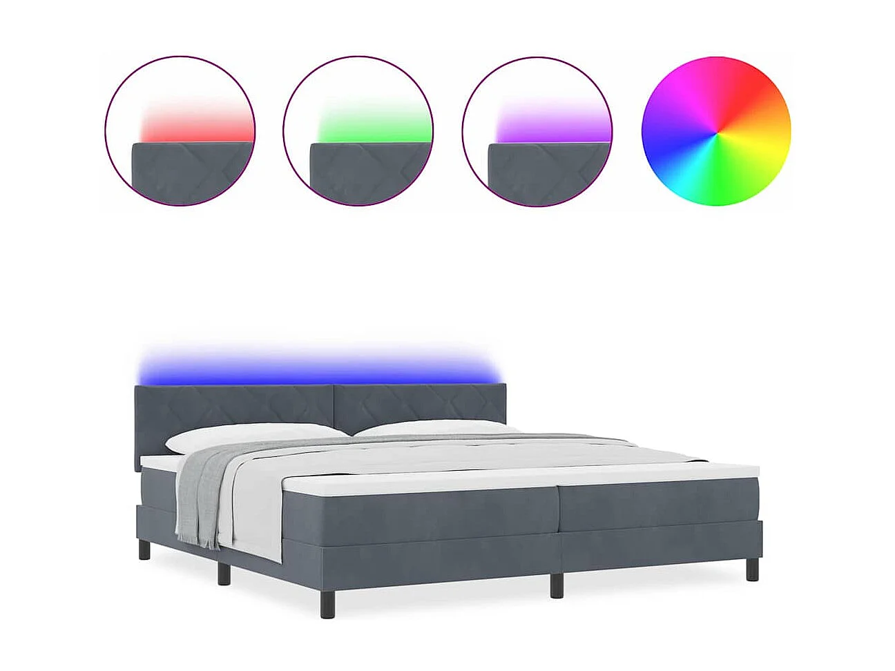 Cama tipo Box Spring Gris oscuro 200 x 200 cm Terciopelo