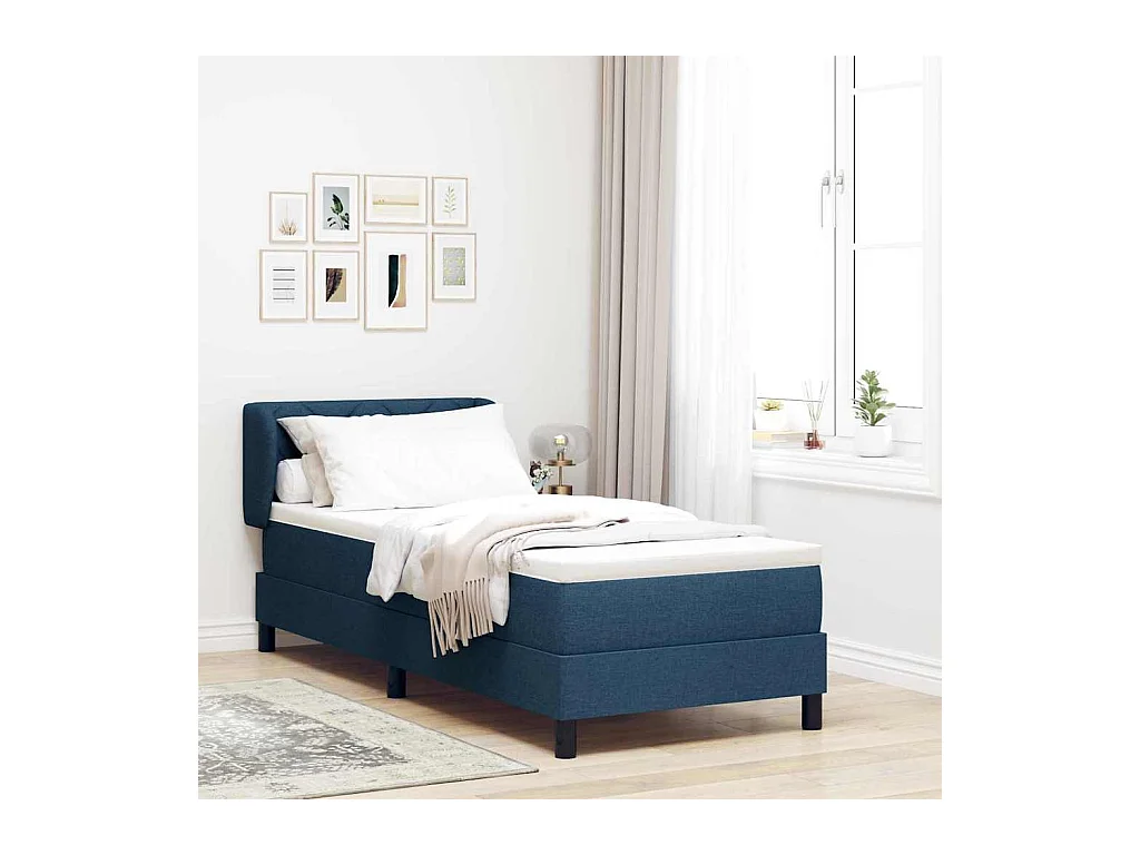 Cama box spring con colchón con colchón Azul 80 x 200 cm tela
