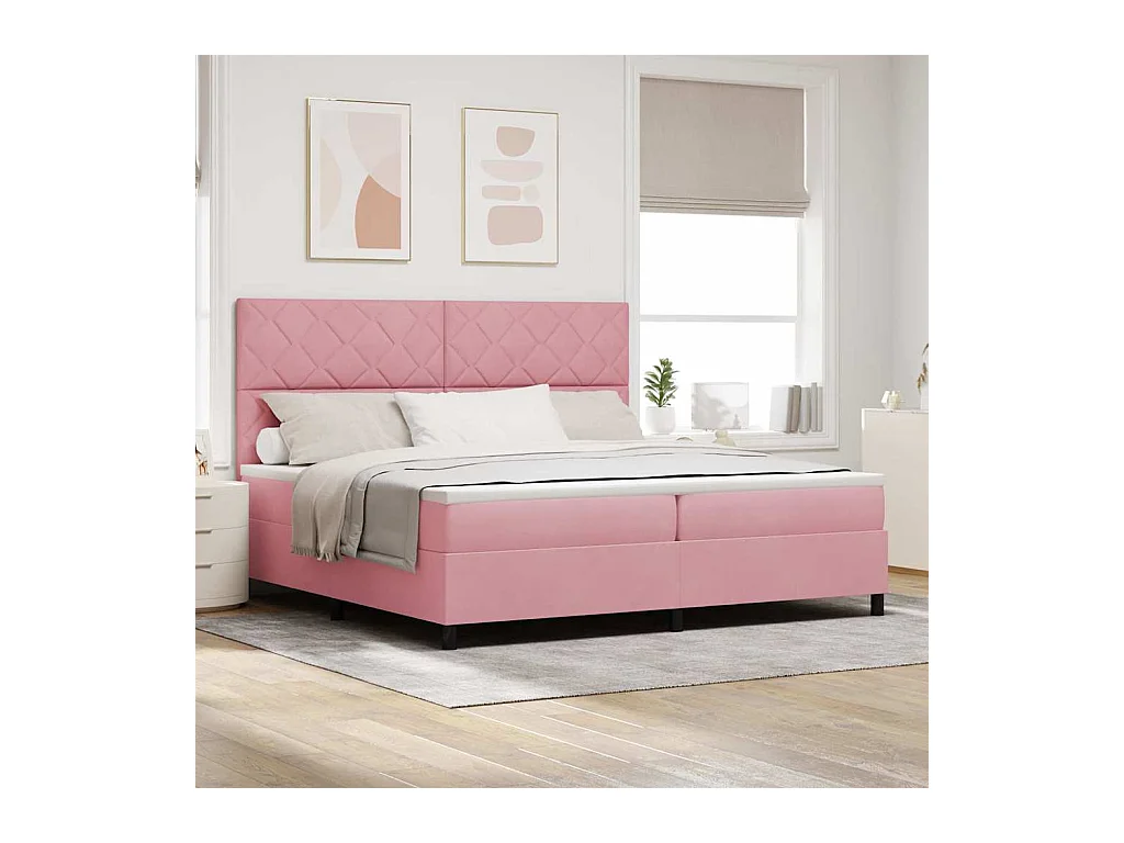 Cadre de lit avec matelas Rose 200 x 200 cm Velours