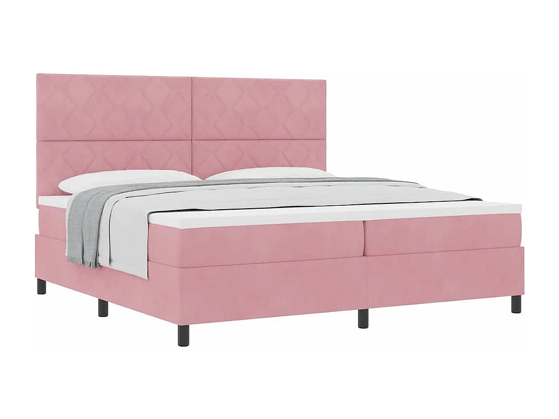 Cama tipo Box Spring con colchón Rosa 200 x 200 cm Terciopelo