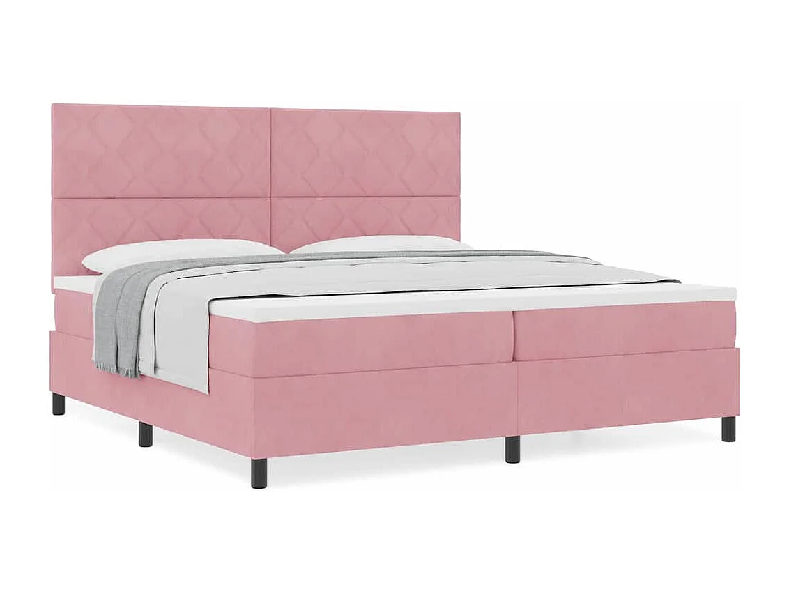 Cama tipo Box Spring con colchón Rosa 200 x 200 cm Terciopelo