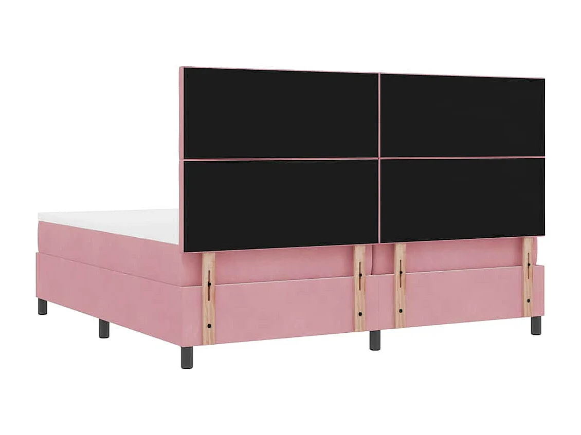 Cama tipo Box Spring con colchón Rosa 200 x 200 cm Terciopelo