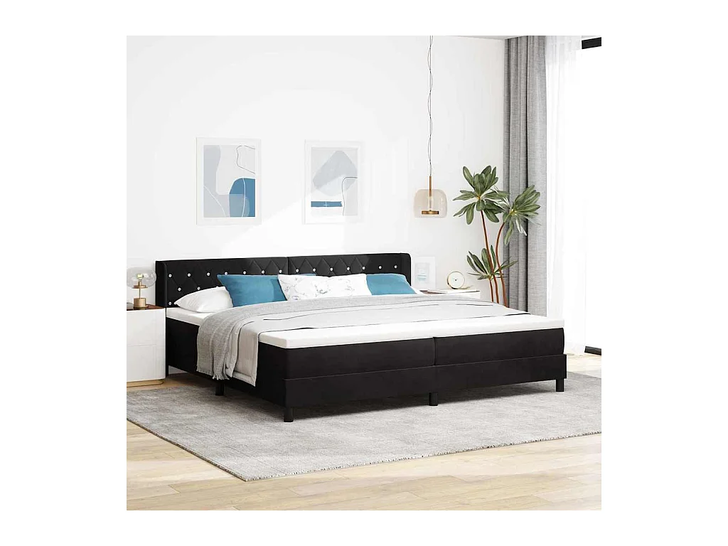 Cadre de lit avec matelas noir 100x200 cm en velours Noir